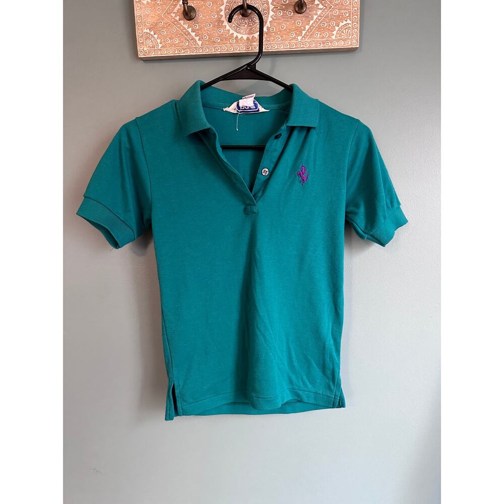 Vintage SKIVA Green Polo T Shirt Kids Small